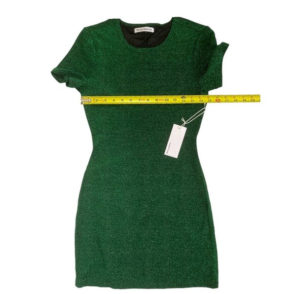 Reformation Amina Metallic Dress in Green - Picture 6 of 12